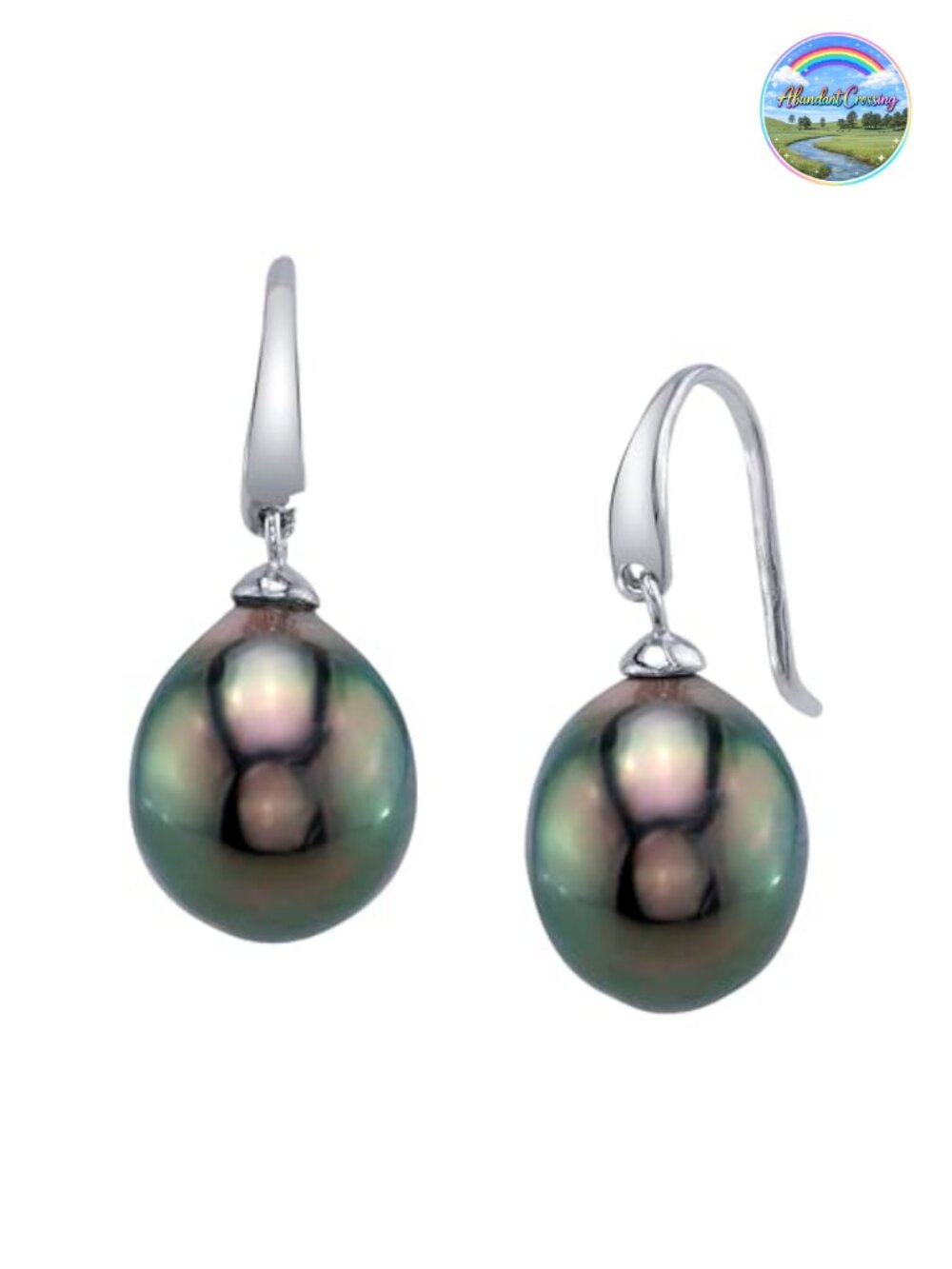 Tahitian South Sea Pearl Dangle Earrings Sterling Silver Baroque